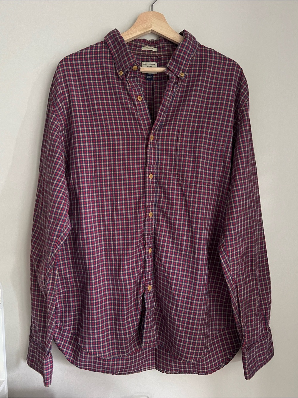 J. Crew Men's Burgundy Plaid Button-Down Shirt